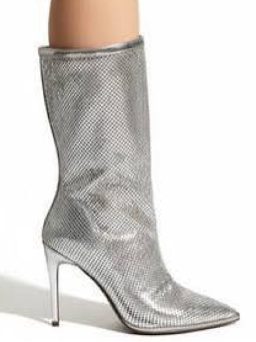 Carvela Kurt Geiger Armour Boot US 9.5 EUR 40.5 Silver NYE Statement Heels BNIB! - Picture 6 of 16